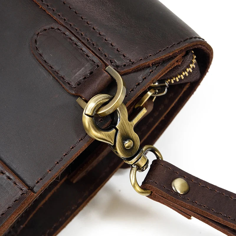 Top Grade Men Purse Genuine Leather Day Clutches For Male Vintage Style Hand Purse Crazy Horse Leather Mens Clutch Big Wallet