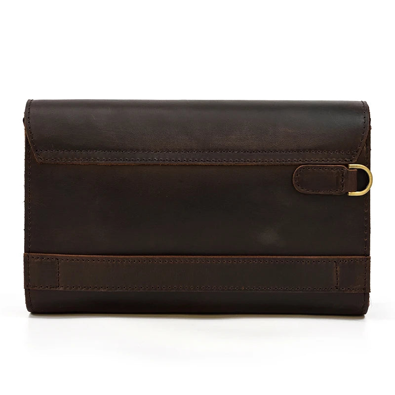 Top Grade Men Purse Genuine Leather Day Clutches For Male Vintage Style Hand Purse Crazy Horse Leather Mens Clutch Big Wallet