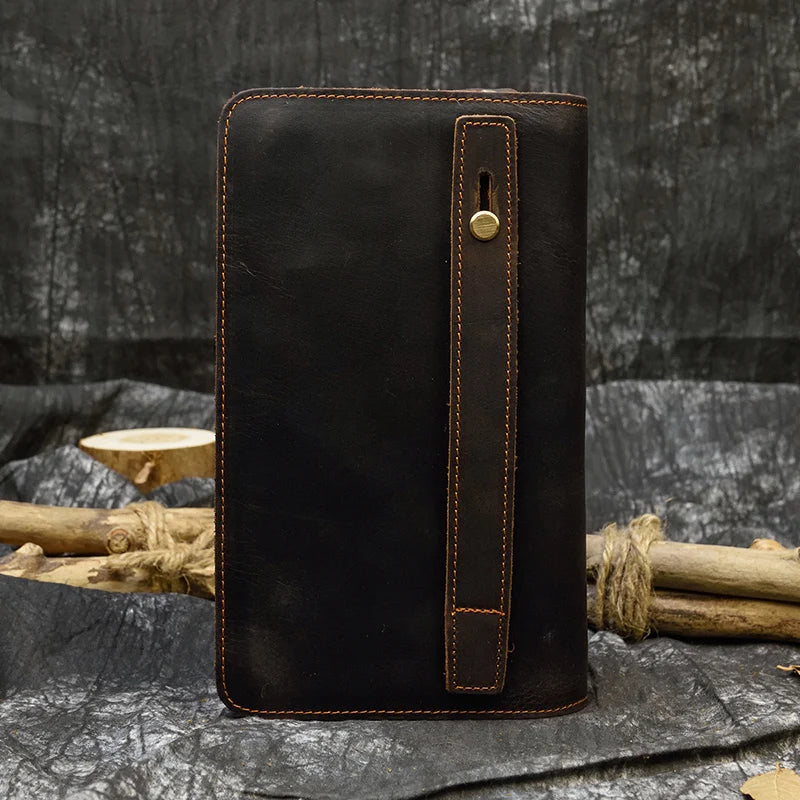 Top Grade Men Purse Genuine Leather Day Clutches For Male Vintage Style Hand Purse Crazy Horse Leather Mens Clutch Big Wallet