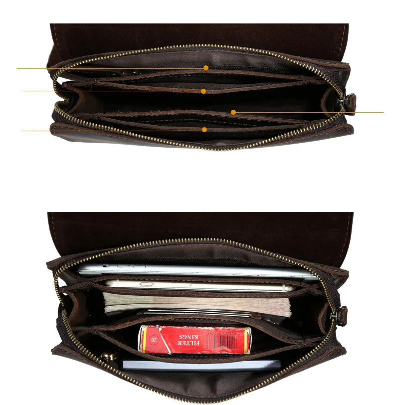 Top Grade Men Purse Genuine Leather Day Clutches For Male Vintage Style Hand Purse Crazy Horse Leather Mens Clutch Big Wallet