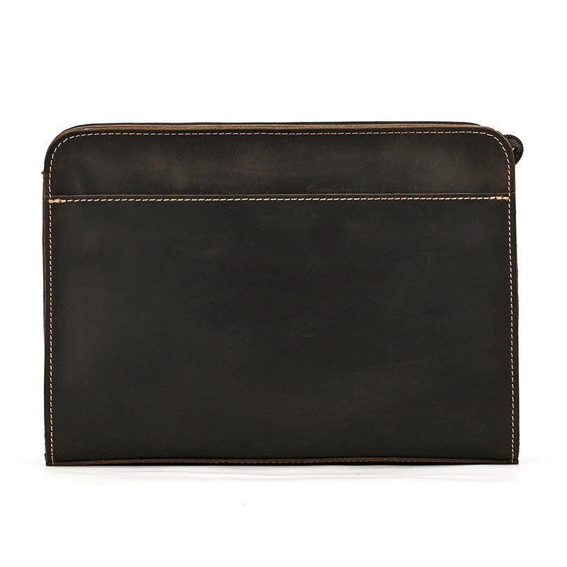 Top Grade Men Purse Genuine Leather Day Clutches For Male Vintage Style Hand Purse Crazy Horse Leather Mens Clutch Big Wallet