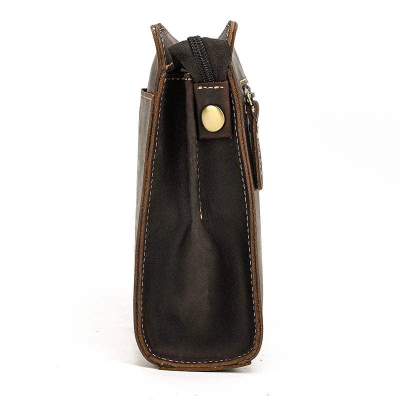 Top Grade Men Purse Genuine Leather Day Clutches For Male Vintage Style Hand Purse Crazy Horse Leather Mens Clutch Big Wallet