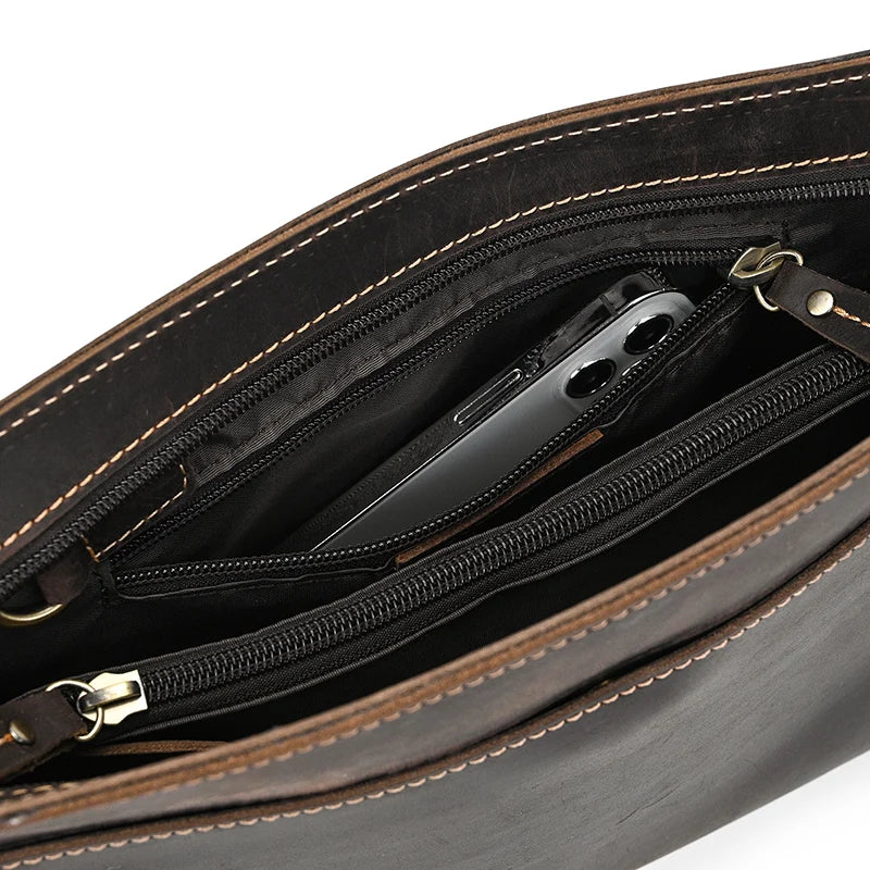 Top Grade Men Purse Genuine Leather Day Clutches For Male Vintage Style Hand Purse Crazy Horse Leather Mens Clutch Big Wallet