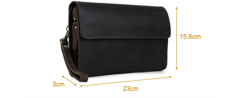Top Grade Men Purse Genuine Leather Day Clutches For Male Vintage Style Hand Purse Crazy Horse Leather Mens Clutch Big Wallet