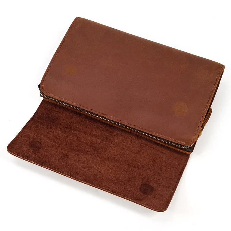 Top Grade Men Purse Genuine Leather Day Clutches For Male Vintage Style Hand Purse Crazy Horse Leather Mens Clutch Big Wallet