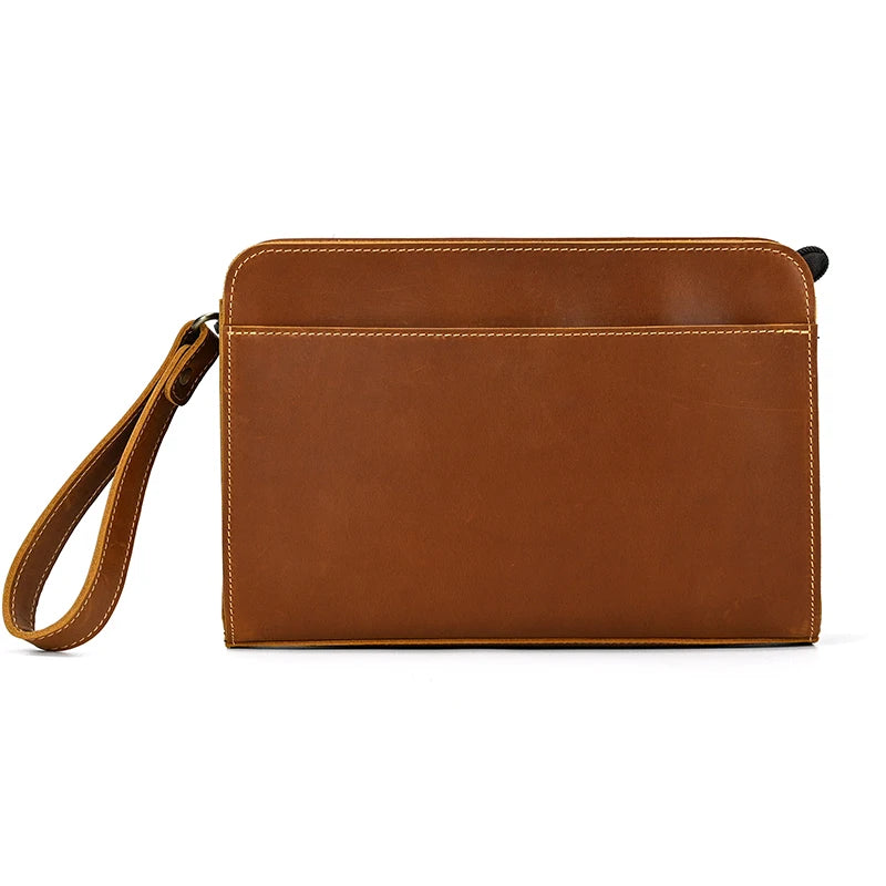 Top Grade Men Purse Genuine Leather Day Clutches For Male Vintage Style Hand Purse Crazy Horse Leather Mens Clutch Big Wallet