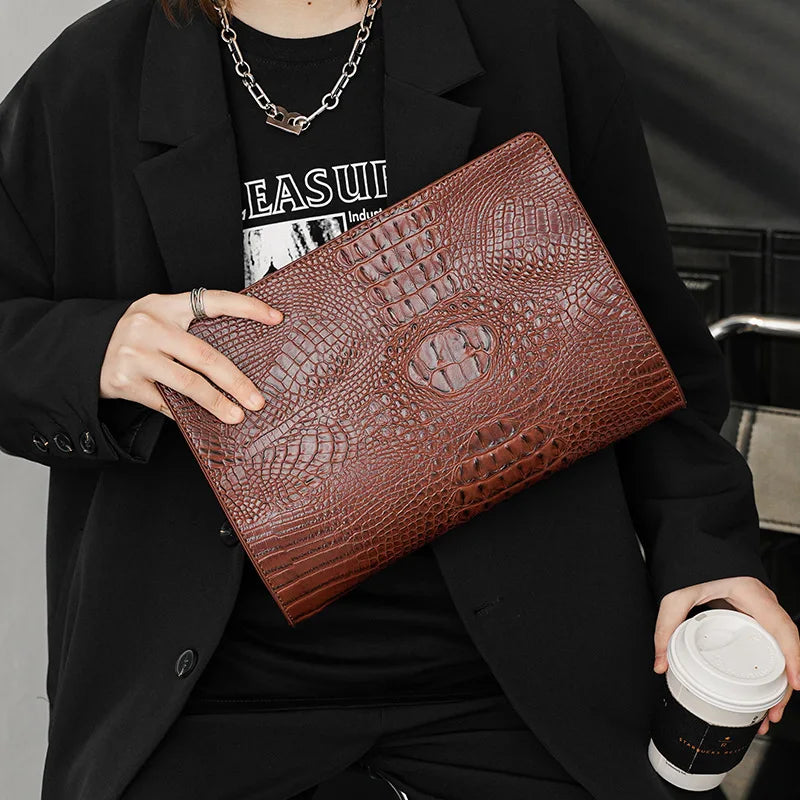 Luxury Crocodile PU Leather Men's Clutches Bag Fashion Men Women Clutches Handbags Casual Business Envelope Bag Clutch IPAD Bags