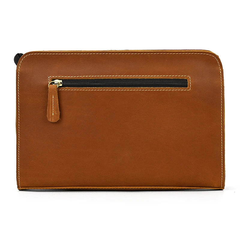 Top Grade Men Purse Genuine Leather Day Clutches For Male Vintage Style Hand Purse Crazy Horse Leather Mens Clutch Big Wallet