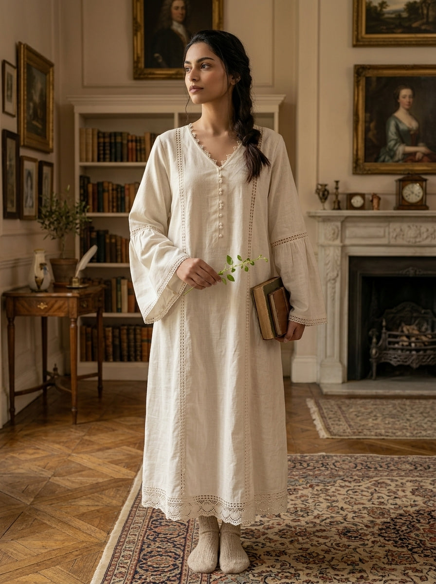 2-Piece Ready-to-Wear Women Outfit – Blue Embroiderd Kurti with Embroidered Trouser | ELNAZ by Needle Crafts Pakistan