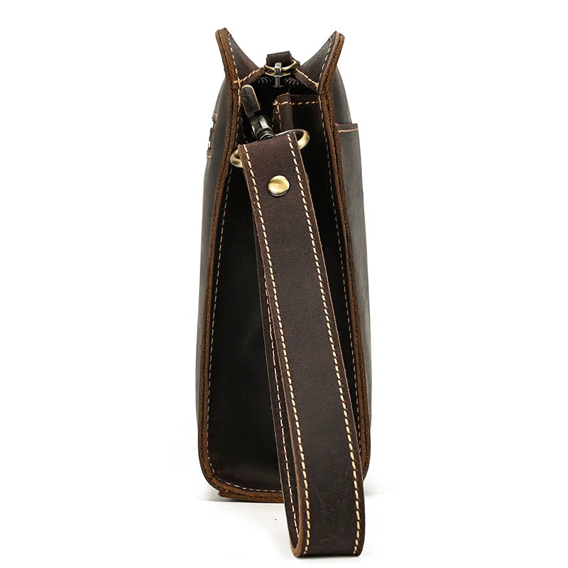 Top Grade Men Purse Genuine Leather Day Clutches For Male Vintage Style Hand Purse Crazy Horse Leather Mens Clutch Big Wallet