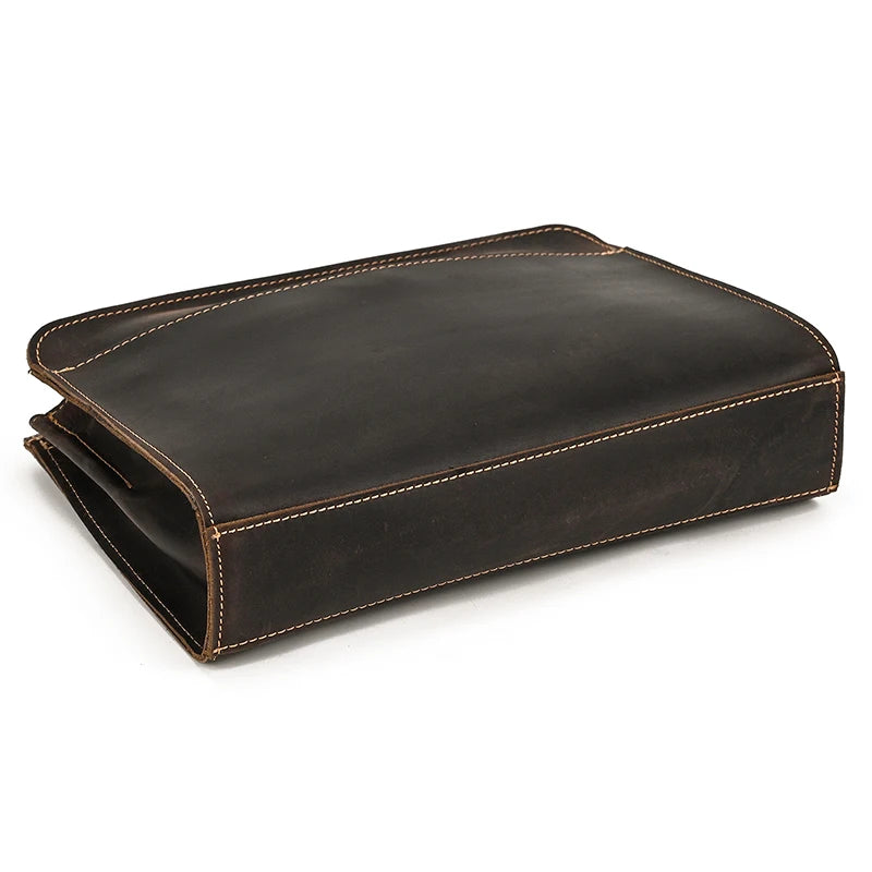 Top Grade Men Purse Genuine Leather Day Clutches For Male Vintage Style Hand Purse Crazy Horse Leather Mens Clutch Big Wallet