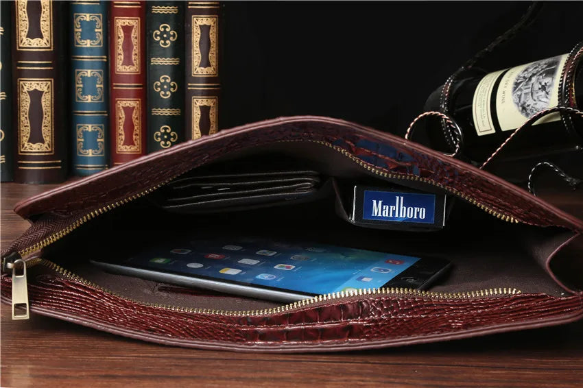 Luxury Crocodile PU Leather Men's Clutches Bag Fashion Men Women Clutches Handbags Casual Business Envelope Bag Clutch IPAD Bags